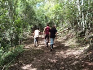 Walking up the mountain road (Bruce, Benjamin and Daniel)