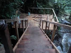 The Yoga deck, halfway down the first waterfall, almost ready