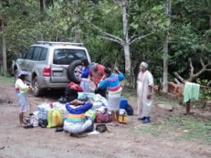 Getting ready to lay out their handicraft at the end of the voyage