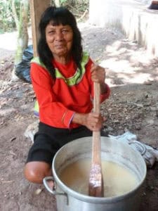 Shipibo Teresa stirring the masato